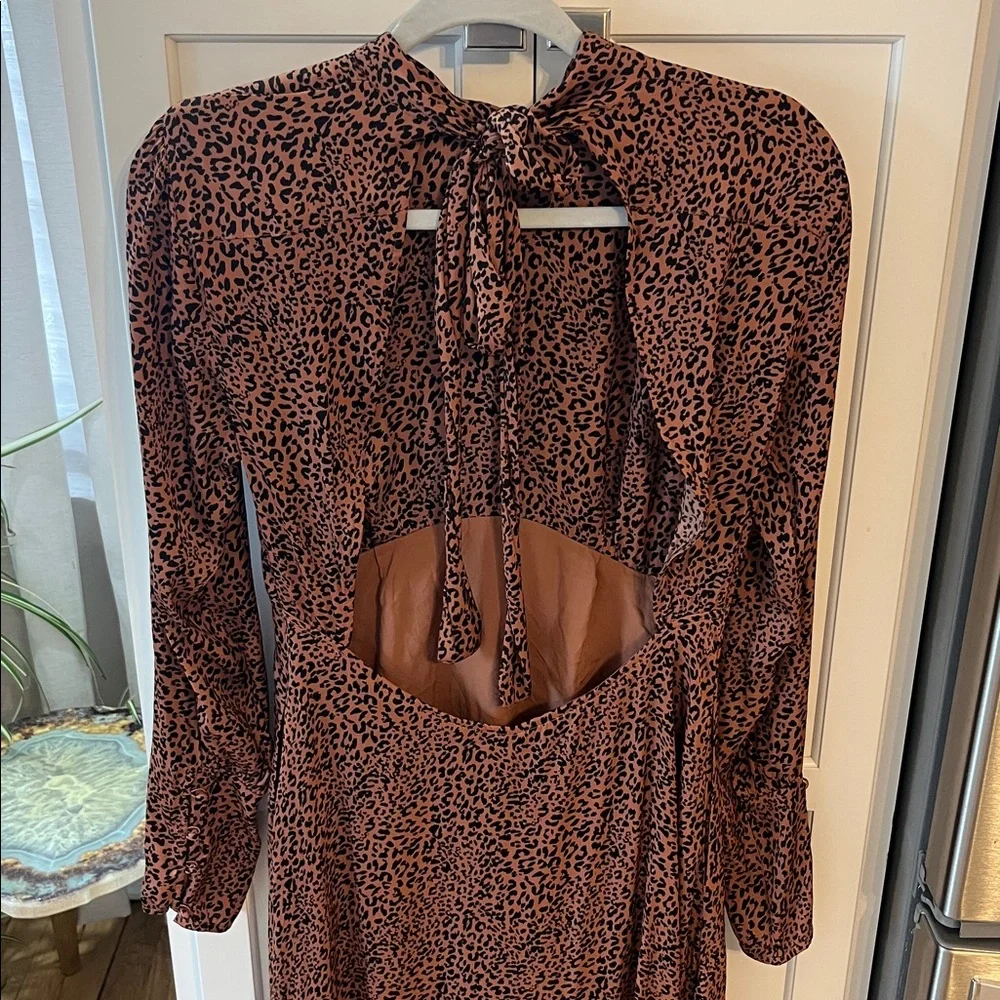 Free people loveless leopard backless midi silky dress NWOT sz 4 - Picture 4 of 7